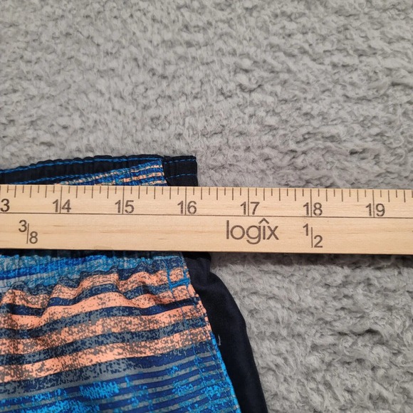 Nike Shorts Mens Large Blue Swim Trunks Lined Striped Geometric Swoosh Logo - Picture 12 of 14